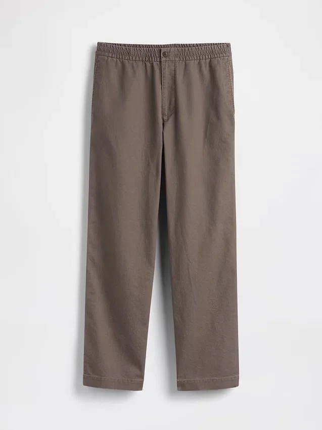 Pantalon ample et fuselé en lin et coton