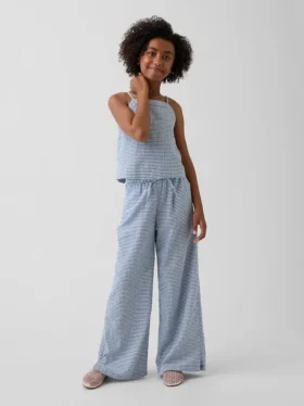 Pantalon ample facile à enfiler en lin et coton pour enfants