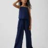 Pantalon ample facile à enfiler en lin et coton pour enfants
