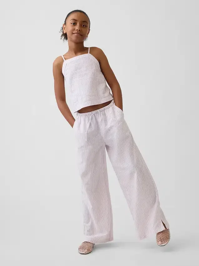 Pantalon ample facile à enfiler en lin et coton pour enfants