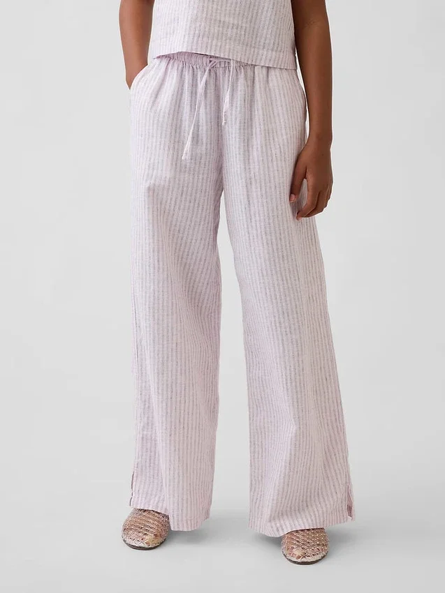 Pantalon ample facile à enfiler en lin et coton pour enfants
