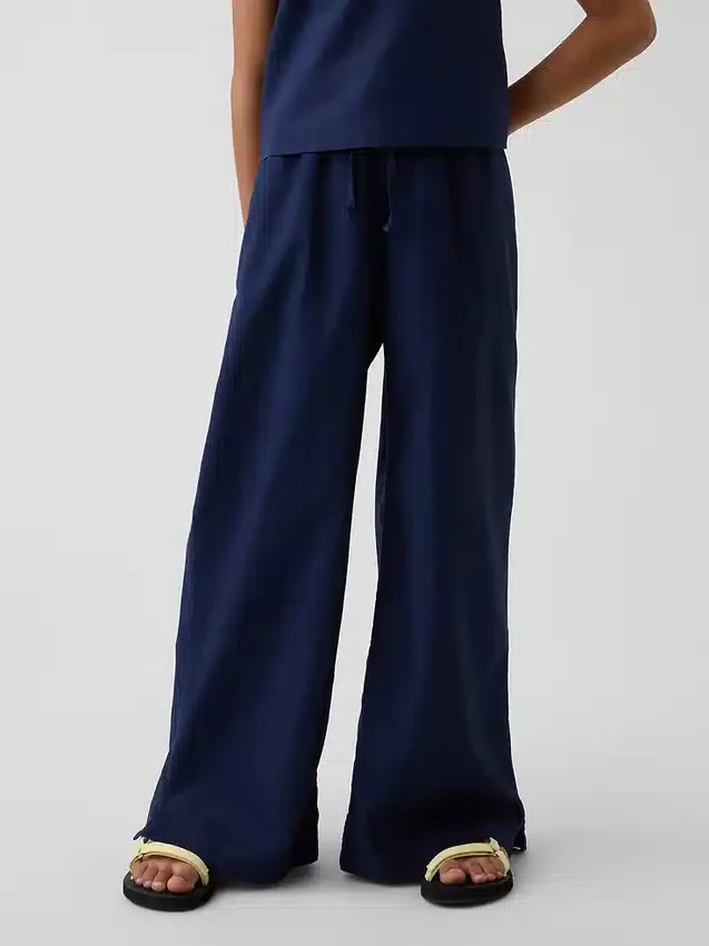 Pantalon ample facile à enfiler en lin et coton pour enfants