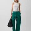 Pantalon ample à rayures en popeline de coton bio