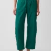 Pantalon ample à rayures en popeline de coton bio