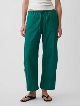 Pantalon ample à rayures en popeline de coton bio