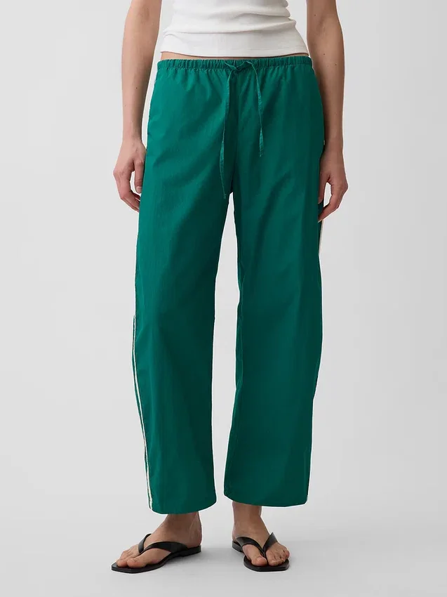 Pantalon ample à rayures en popeline de coton bio