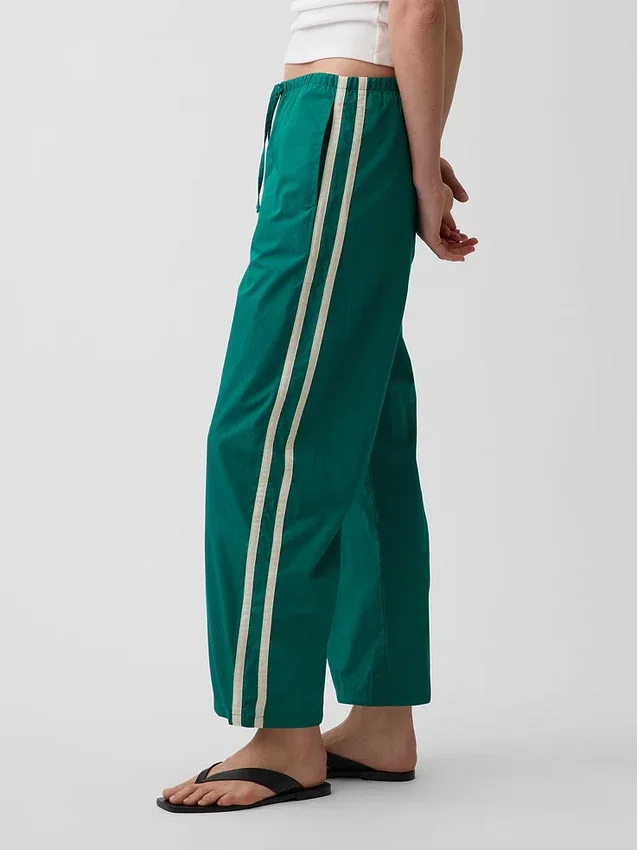 Pantalon ample à rayures en popeline de coton bio