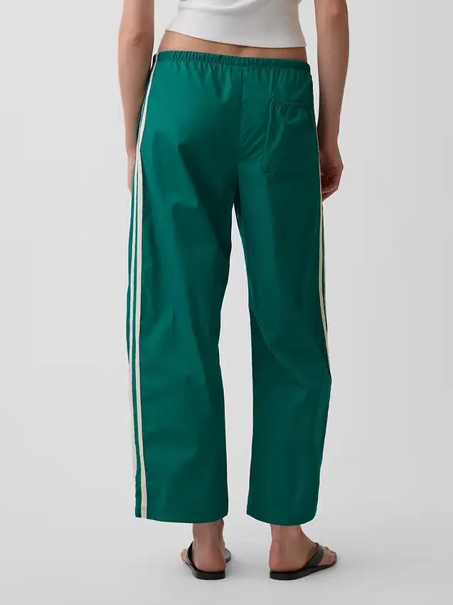Pantalon ample à rayures en popeline de coton bio