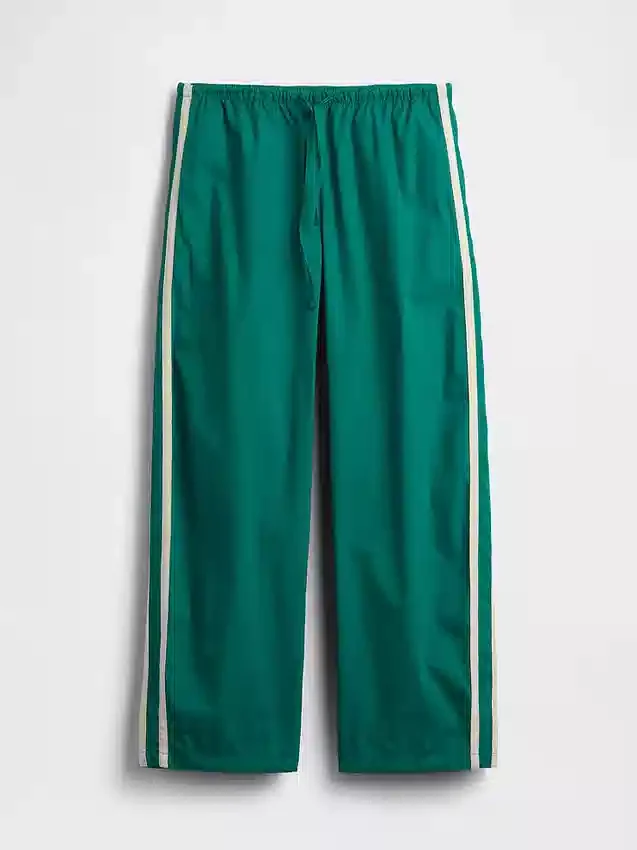 Pantalon ample à rayures en popeline de coton bio