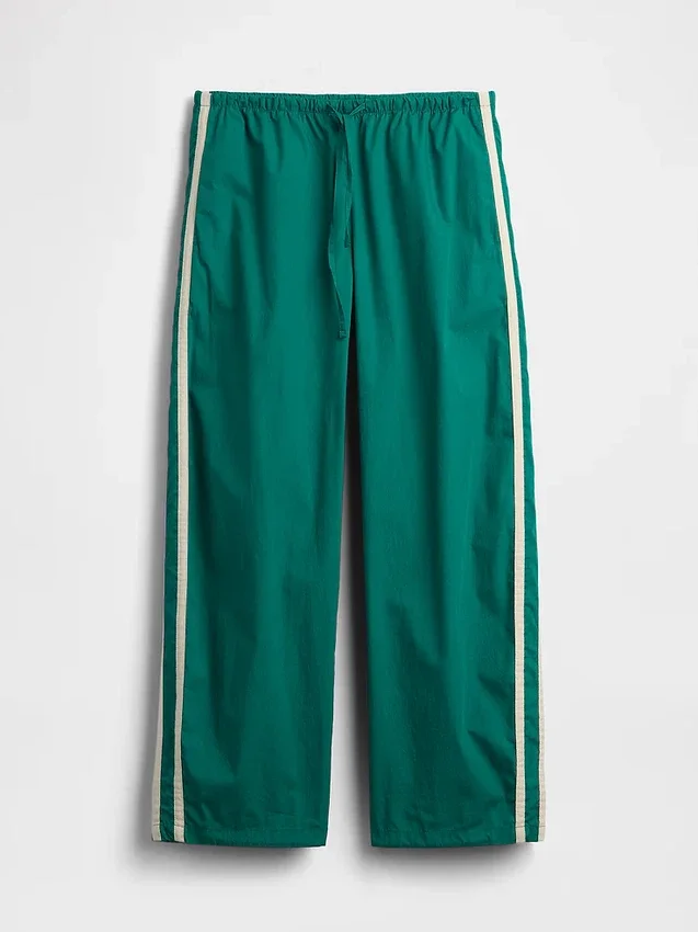 Pantalon ample à rayures en popeline de coton bio