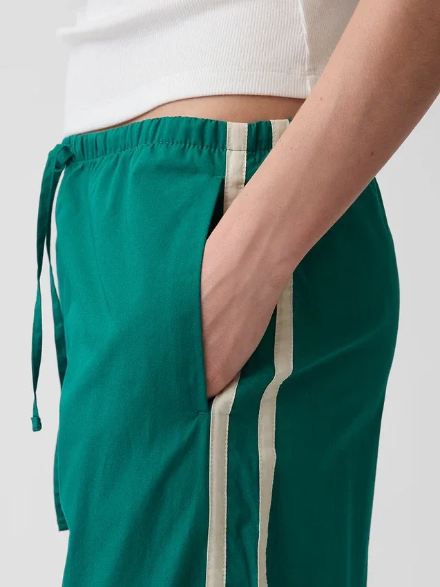 Pantalon ample à rayures en popeline de coton bio