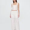 Pantalon ample à taille mi-haute et œillets