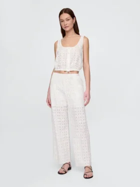 Pantalon ample à taille mi-haute et œillets