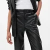 Pantalon ample taille moyenne en cuir vegan