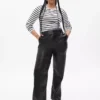 Pantalon ample taille moyenne en cuir vegan