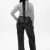 Pantalon ample taille moyenne en cuir vegan