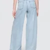 Pantalon baggy en denim ultra-doux à taille mi-haute