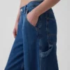 Pantalon baggy en denim ultra-doux à taille mi-haute
