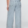 Pantalon baggy en denim ultra-doux à taille mi-haute