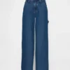 Pantalon baggy en denim ultra-doux à taille mi-haute