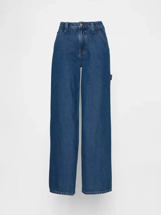 Pantalon baggy en denim ultra-doux à taille mi-haute