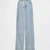 Pantalon baggy en denim ultra-doux à taille mi-haute