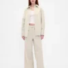 Pantalon baggy en velours côtelé à taille moyenne