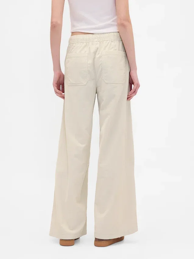 Pantalon baggy en velours côtelé à taille moyenne