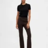 Pantalon bootcut taille haute en double tricot