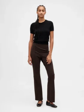 Pantalon bootcut taille haute en double tricot