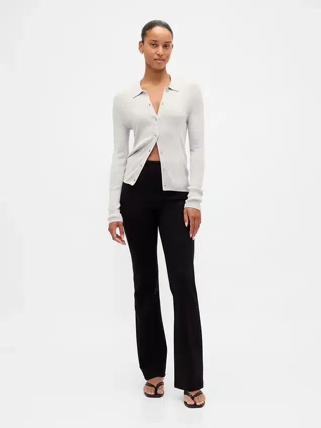 Pantalon bootcut taille haute en double tricot