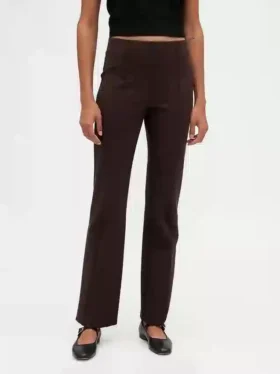 Pantalon bootcut taille haute en double tricot