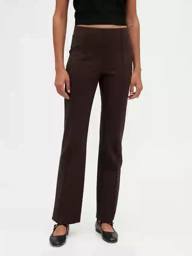 Pantalon bootcut taille haute en double tricot