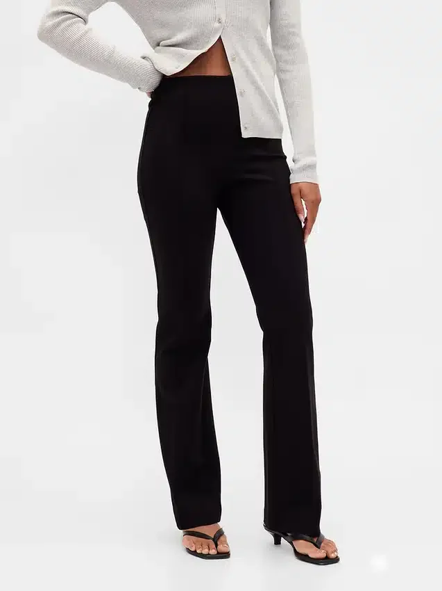 Pantalon bootcut taille haute en double tricot