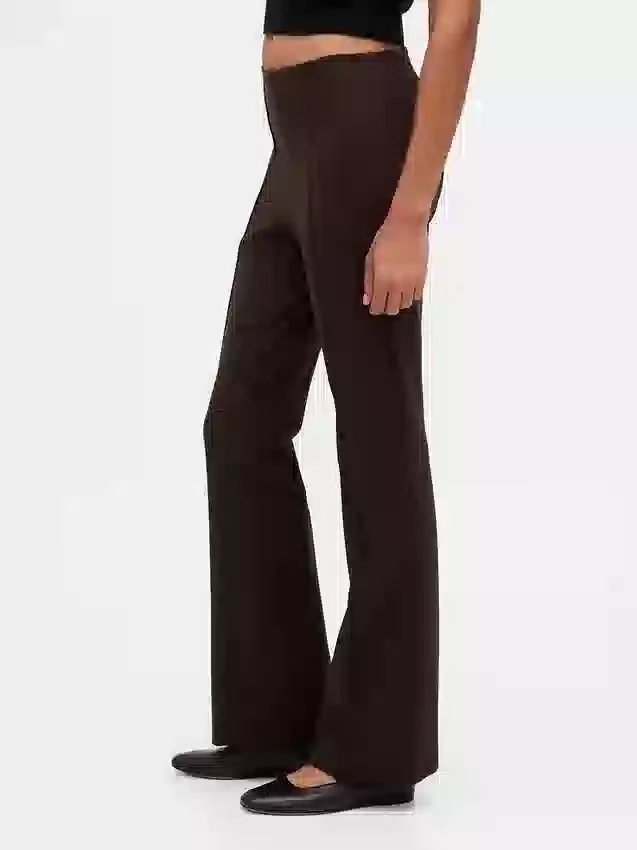 Pantalon bootcut taille haute en double tricot