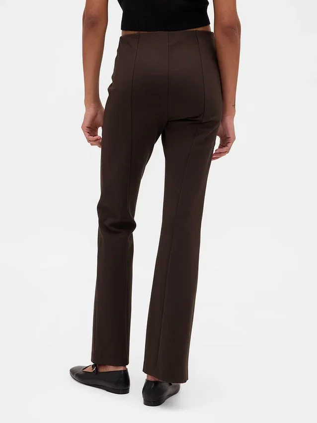 Pantalon bootcut taille haute en double tricot