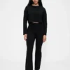 Pantalon bootcut taille haute en double tricot