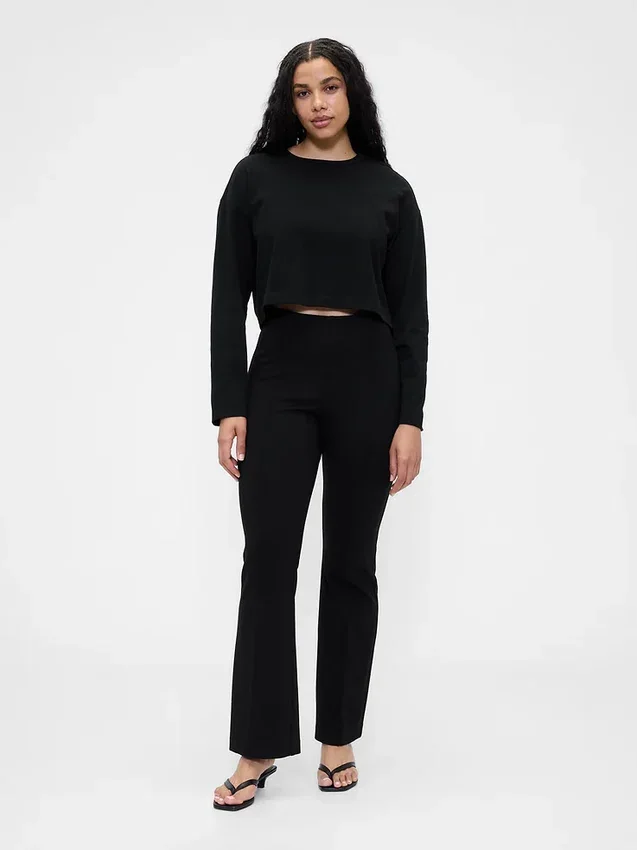 Pantalon bootcut taille haute en double tricot