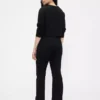 Pantalon bootcut taille haute en double tricot