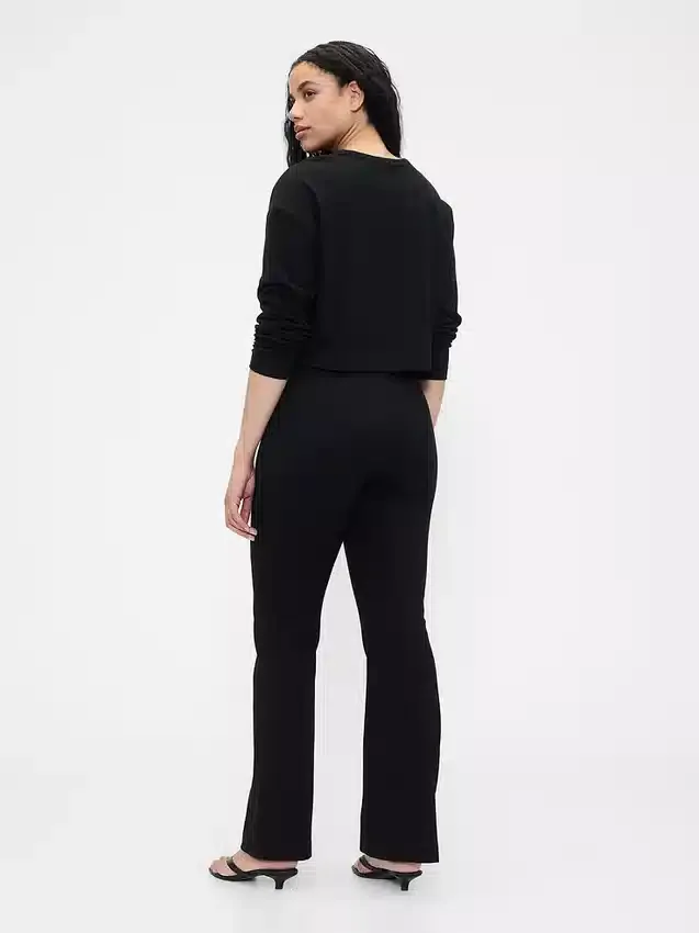 Pantalon bootcut taille haute en double tricot
