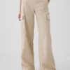 Pantalon cargo baggy en kaki à taille moyenne
