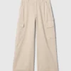 Pantalon cargo baggy en kaki à taille moyenne