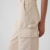 Pantalon cargo baggy en kaki à taille moyenne