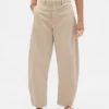 Pantalon à coupe large en sergé, taille mi-haute