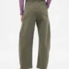Pantalon à coupe large en sergé, taille mi-haute