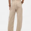 Pantalon à coupe large en sergé, taille mi-haute
