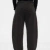 Pantalon à coupe large en sergé, taille mi-haute