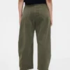 Pantalon à coupe large en sergé, taille mi-haute