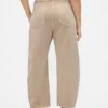 Pantalon à coupe large en sergé, taille mi-haute