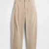 Pantalon à coupe large en sergé, taille mi-haute